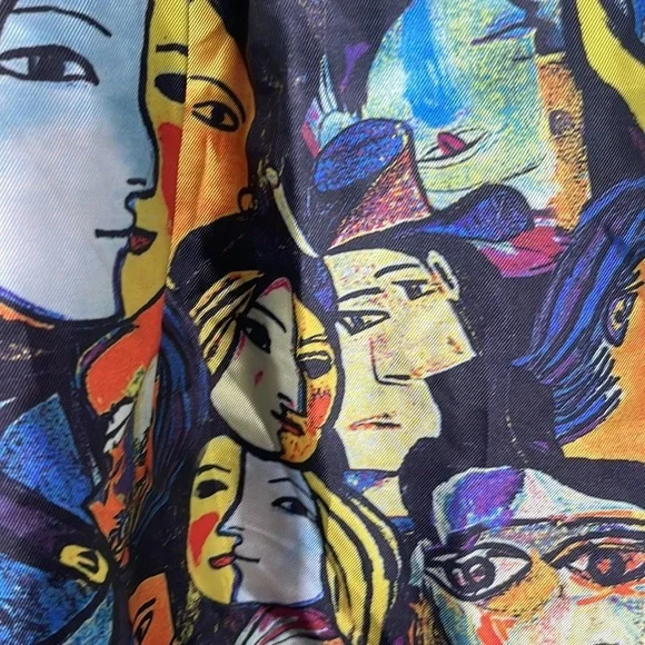 BANJUL Pretty as Picasso Faces Pleated Skirt Art‎ Lover Museum Medium - Picture 8 of 12